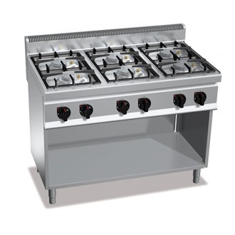 Cucina professionale 6 fuochi a gas su mobile 33,5kW