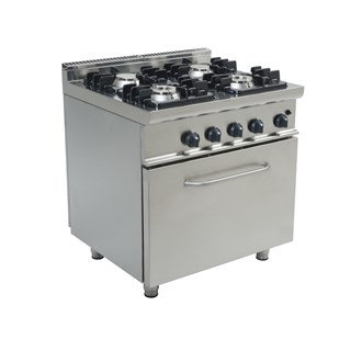 Cucina gas 4 fuochi con forno a gas 25,9 kw L 70