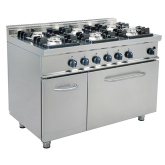 Cucina gas 6 fuochi con forno a gas 34,9 kw L 105