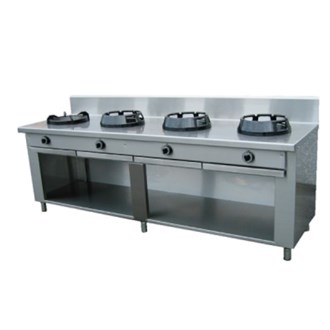 Cucina wok 4 fuochi gas su vano aperto P700