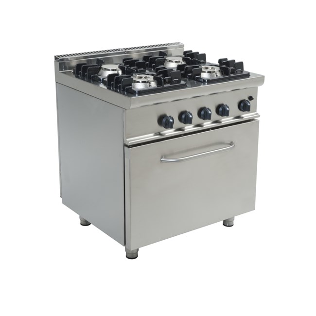 Cucina gas 4 fuochi con forno a gas 25,9 kw L 80