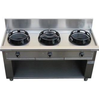 Cucina wok tre fuochi gas su vano aperto