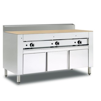 Cuocipiada professionale gas su armadio con sportelli piano refrattario 10 piadine