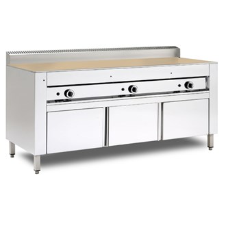 Cuocipiada professionale gas su armadiato con sportelli piano refrattario 12 piadine
