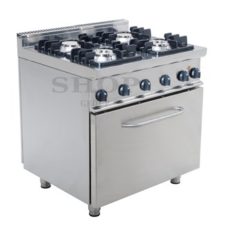Cucina gas 4 fuochi con forno elettrico 24 kw L 80