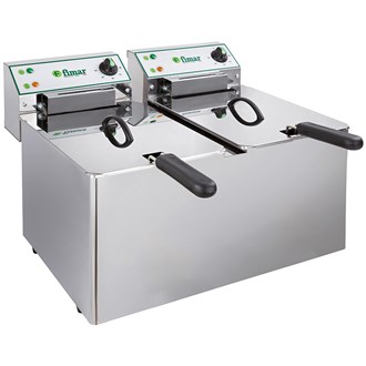Friggitrice inox elettrica 8+8 lt senza rubinetto