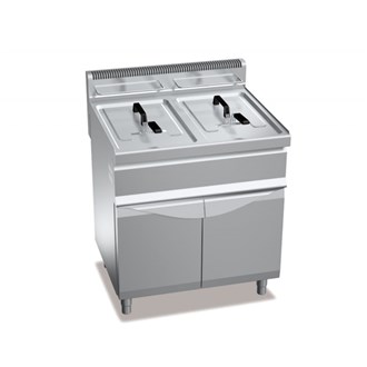 Friggitrice inox gas monoblocco doppia vasca 15x15 lt