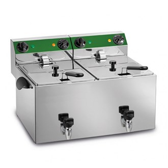 Friggitrice inox professionale doppia da banco 8+8 lt 