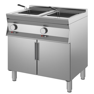 Friggitrice elettrica professionale su armadio due vasche 18+18 Lt digitale