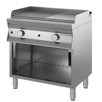 Fry top gas professionale piastra cromata liscia rigata P90