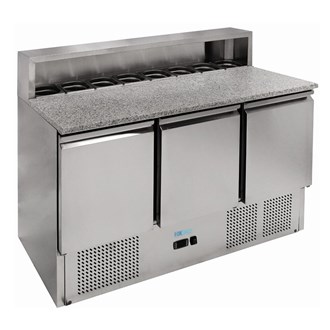 Saladette refrigerata 3 porte con portacondimenti 8 x GN1/6