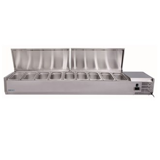Vetrina refrigerata portabacinelle 9x 1/3 200 cm con coperchio