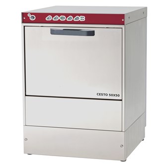 Lavastoviglie trifase cesto cesto quadro 50x50 con dosatore brillantante, detergente e pompa