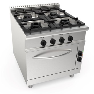 Cucina gas 4 fuochi con forno elettrico 19,9 kw L 90