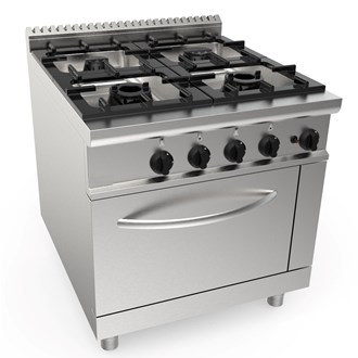 Cucina gas 4 fuochi con forno a gas 27,5 kw L 80