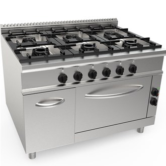 Cucina gas 6 fuochi con forno a gas 39,4 kw L 120