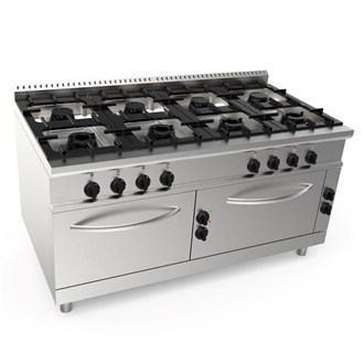 Cucina gas 8 fuochi con 2 forni elettrici 41,8 kw L 160