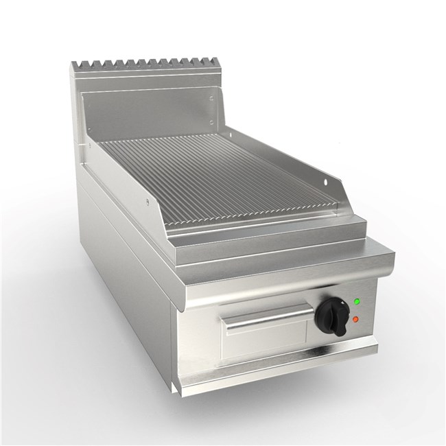 Fry top elettrico piastra rigata L 40