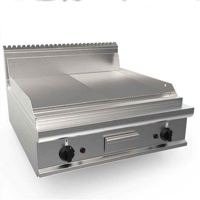 Fry top Gas piastra Liscia Rigata L 80