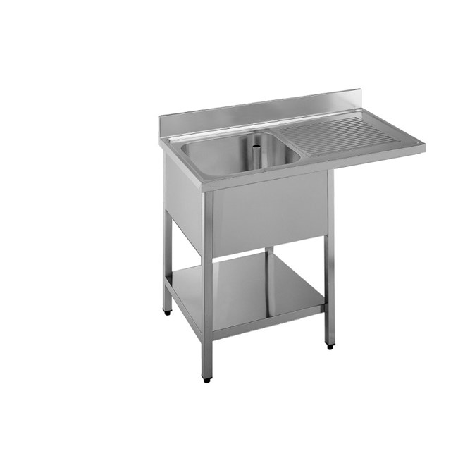 lavello professionale acciaio inox, 1 vasca, a sbalzo Dx per lavastoviglie