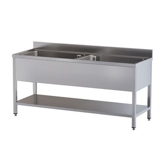  Vascone lavapentole lavatoio acciaio inox professionale 2 vasche