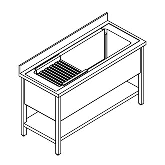 lavatoio inox macero e lavaggio pentole con ripiano, una vasca