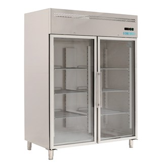 Armadio Frigo in Acciaio inox 0/+8°C 1300 lt con porte in vetro
