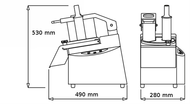 misure tagliaverdure professionale inox senza dischi trifase