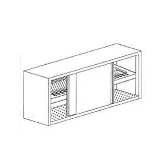 pensile inox armadiato con ante scorrevoli ripiano scolapiatti e base asolata