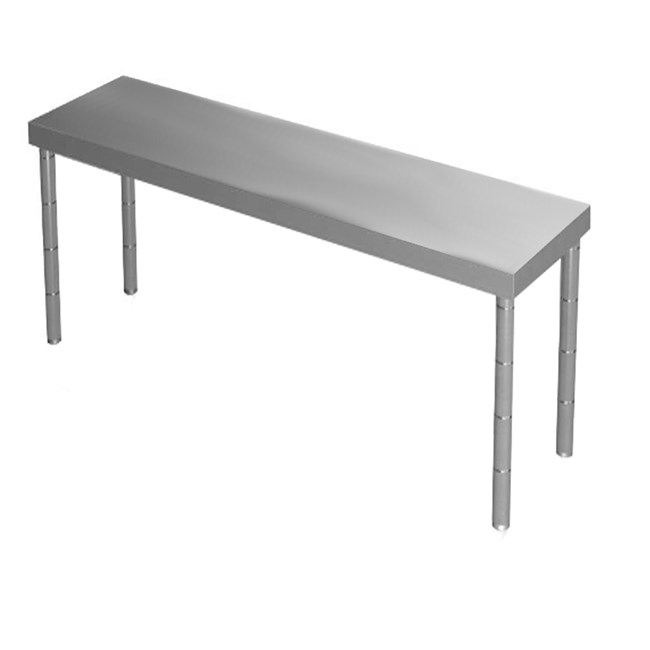 Ripiano singolo su gambe tonde per tavoli inox
