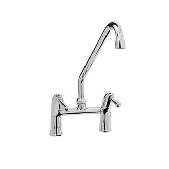 Rubinetto biforo a lavello canna "C" ø 250x18 leva cromata