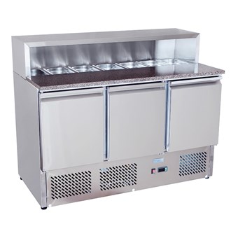 Saladette refrigerata 3 porte con portacondimenti 7 x GN1/3