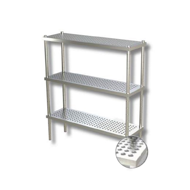 Scaffale inox 3 ripiani asolati H1500 P600