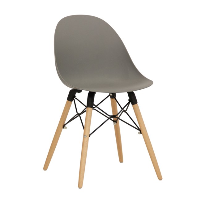 Sedia di design moderno in polipropilene gambe in legno
