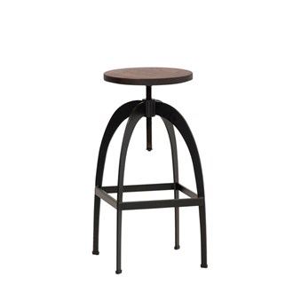 Sgabello bar in metallo nero seduta legno 1779-M51