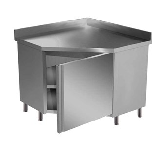 Tavolo Inox angolo - angolare con anta battente e alzatina.