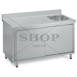 Tavolo chef Inox Armadiato con vasca dx e alzatina