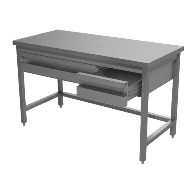 Tavolo inox per ristorazione con cassetti 