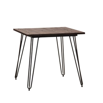 Tavolo quadrato bar in metallo piano in legno 80x80xH75 cm