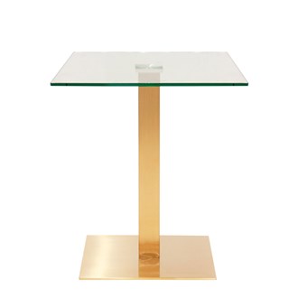 Tavolo quadrato per bar in acciao inox piano in vetro