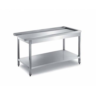 Tavolo acciaio inox uscita lavastoviglie con ripiano