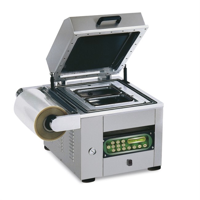 Termosigillatrice sottovuoto per vaschette alimentari da banco