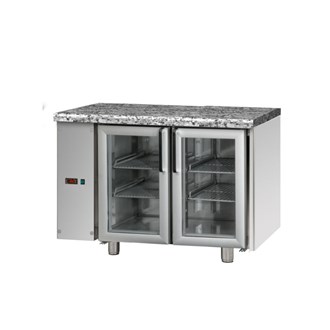 Tavolo refrigerato TN 2 porte in vetro piano in granito,senza motore a sinistra M