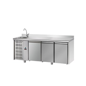 Tavolo refrigerato TN 3 porte lavello motore sx alzatina e kit sbrinamento