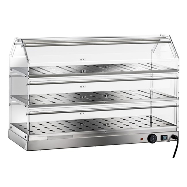 VETRINA RISCALDATA INOX L.85 cm - 3 piani