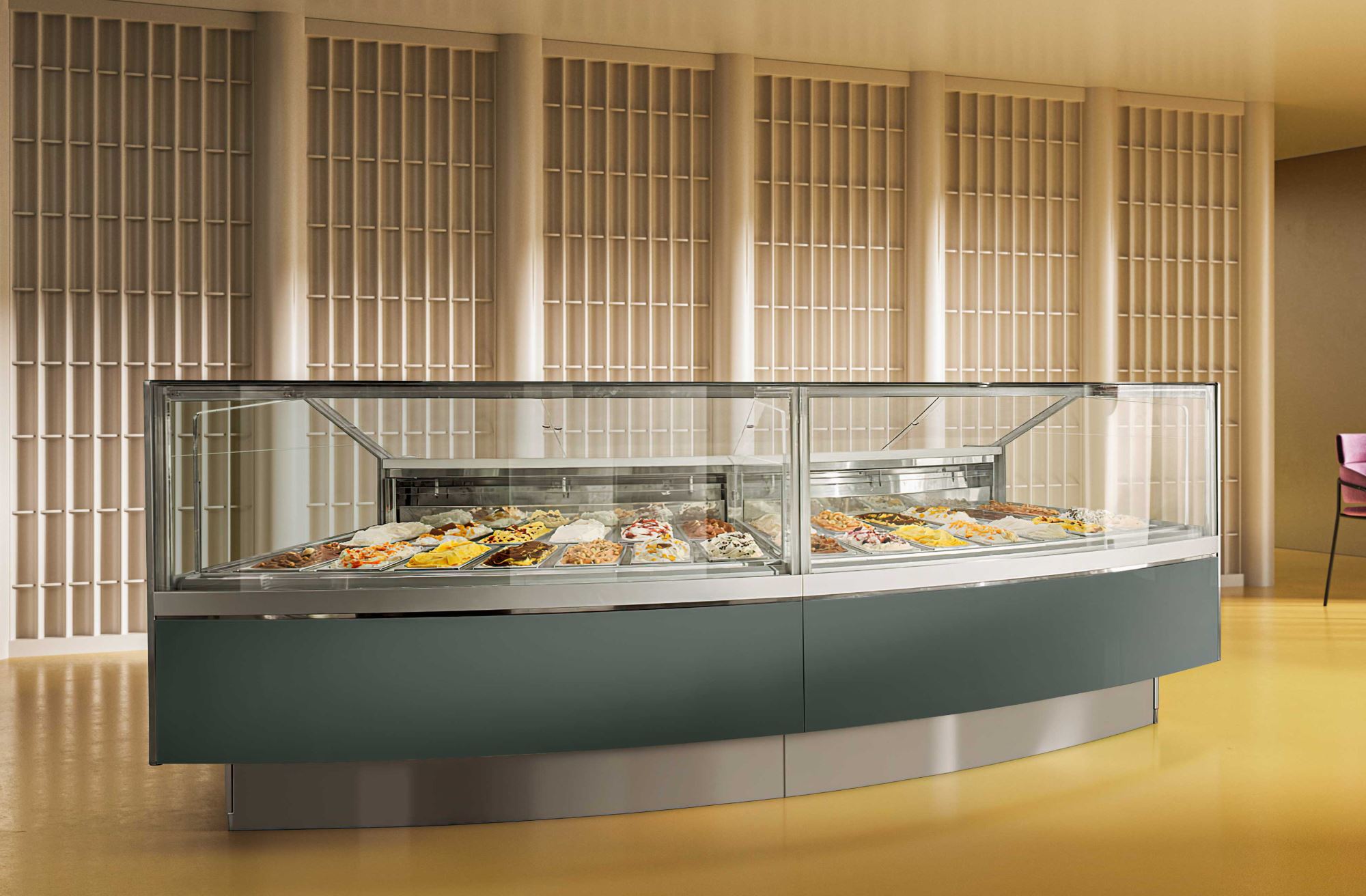Arredare la gelateria con vetrina gelato Virna
