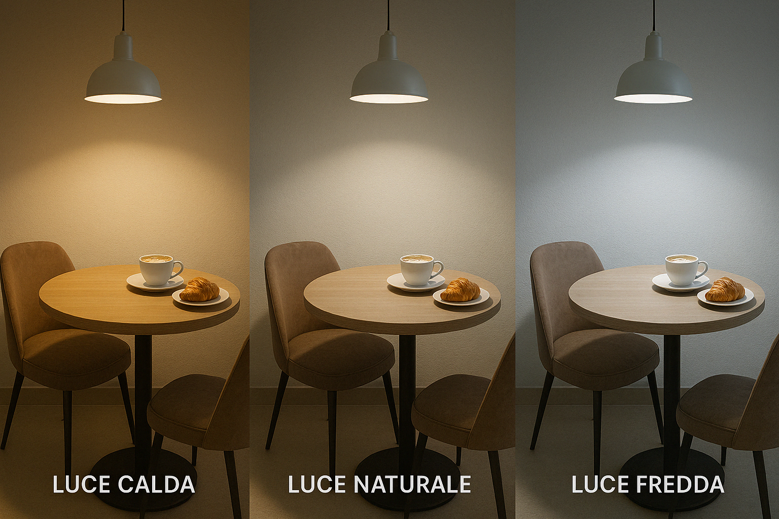 Illuminazione bar luce calda fredda naturale
