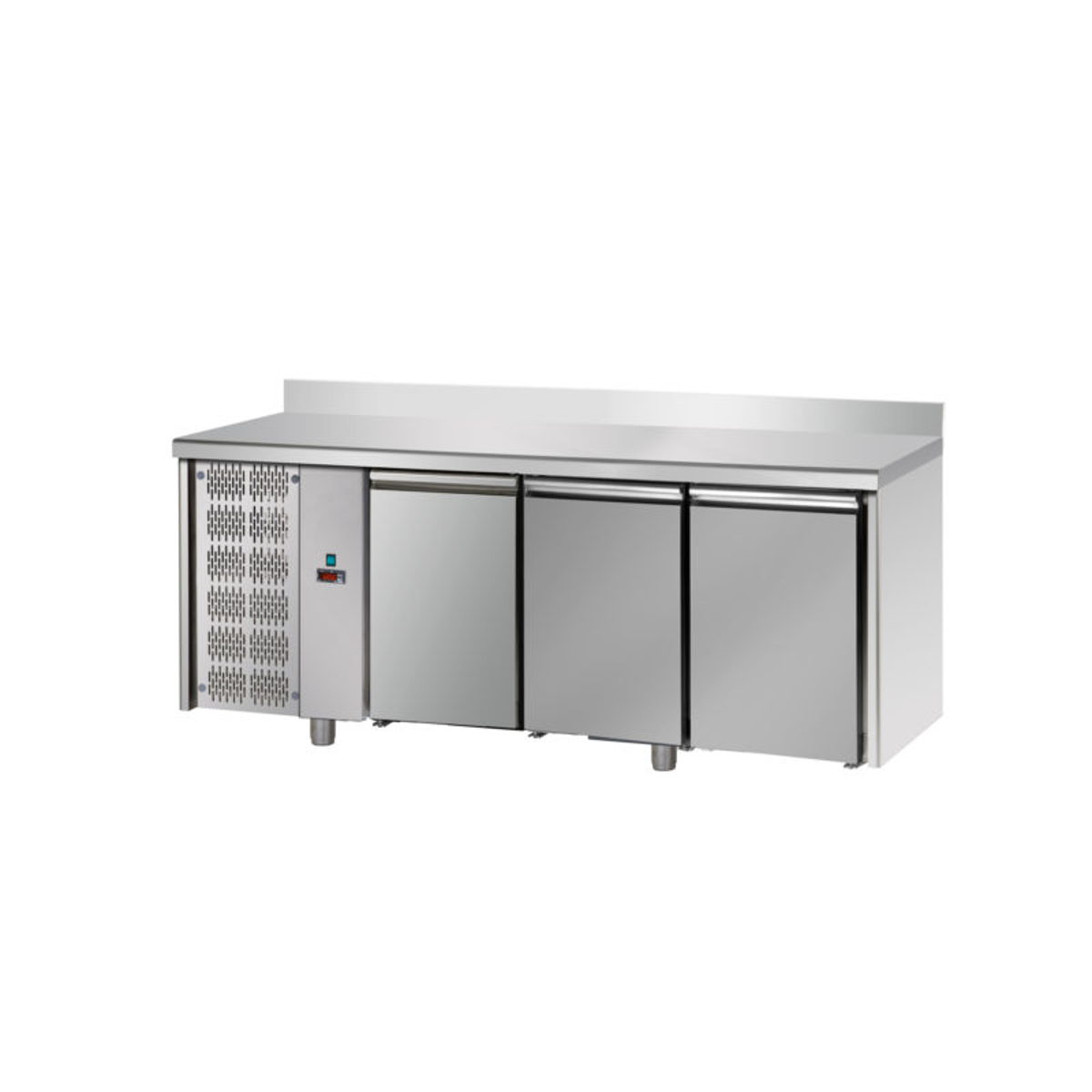 Tavolo refrigerato BT temperatura negativa -18/-22 °C 3 porte, con paino  inox e